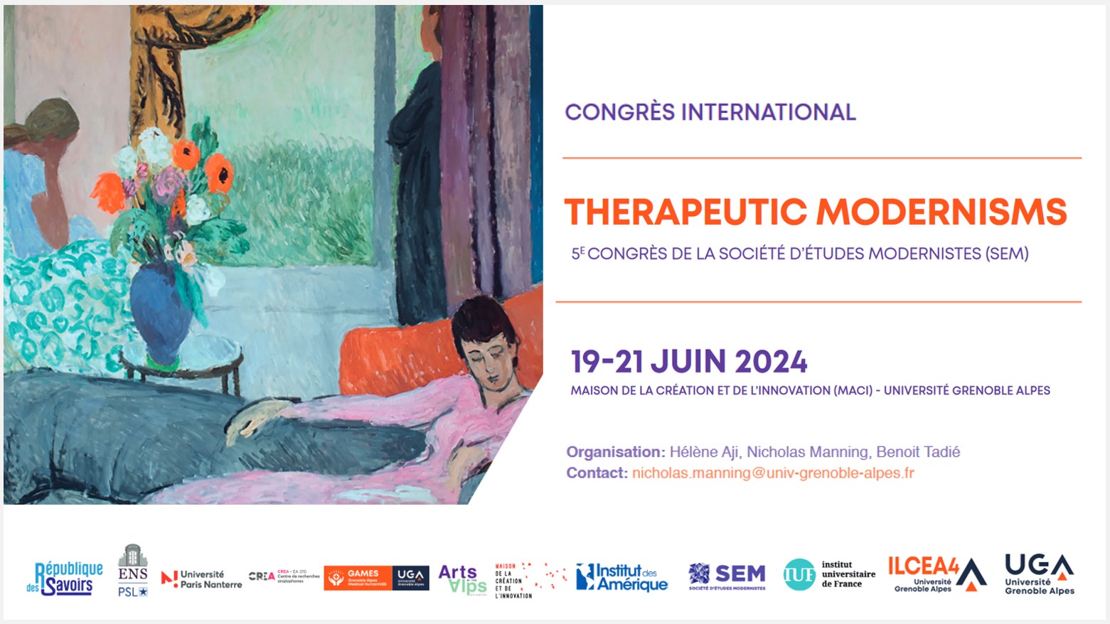 Therapeutic Modernisms - 5e congrès de la société d'études modernistes (SEM)