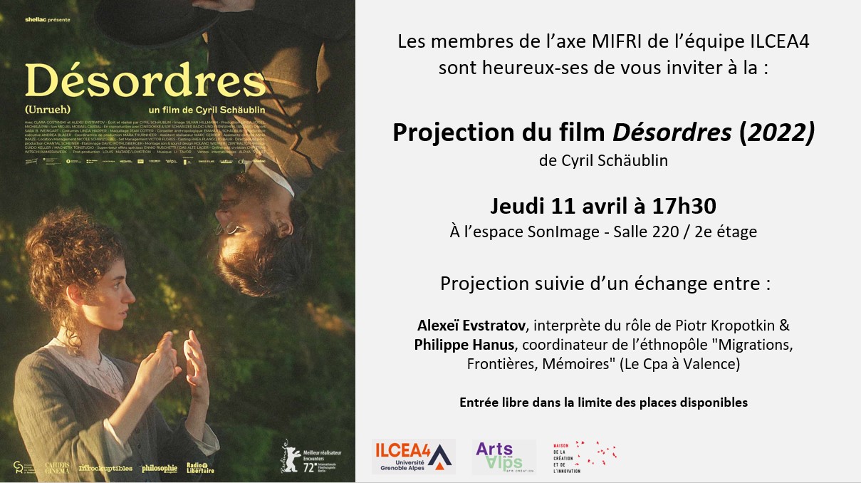 Projection à la Maci -Film Désordres de Cyril Schaublin - 11 avril 2024