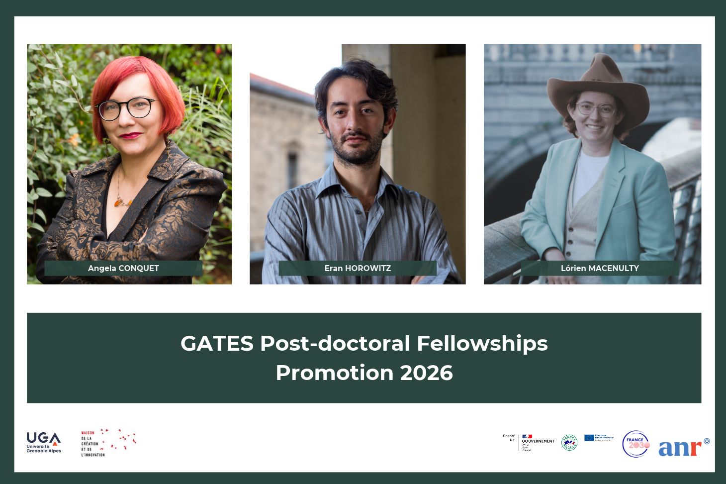 Bienvenue aux Post-doctorants 2026 sélectionnés dans le cadre du programme "International Excellence in the Humanities Fellowships" du projet GATES