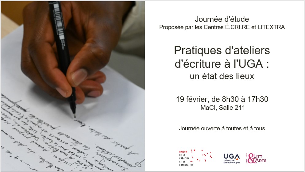 Pratiques d'ateliers d'écriture à l'UGA : un état des lieux à la MaCI le 19 février 2025