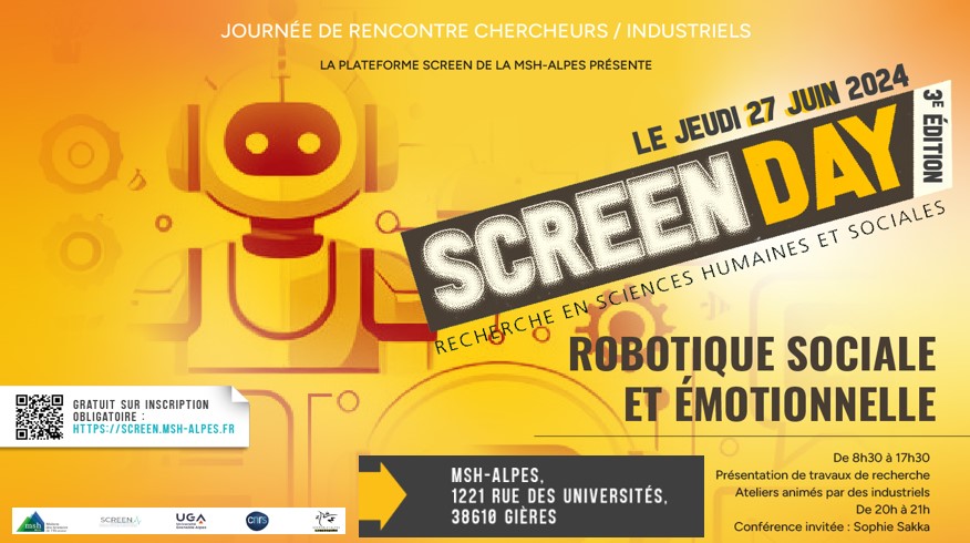 Screen Day - Robotique sociale et émotionnelle à la MSH-Alpes 27-06-2024